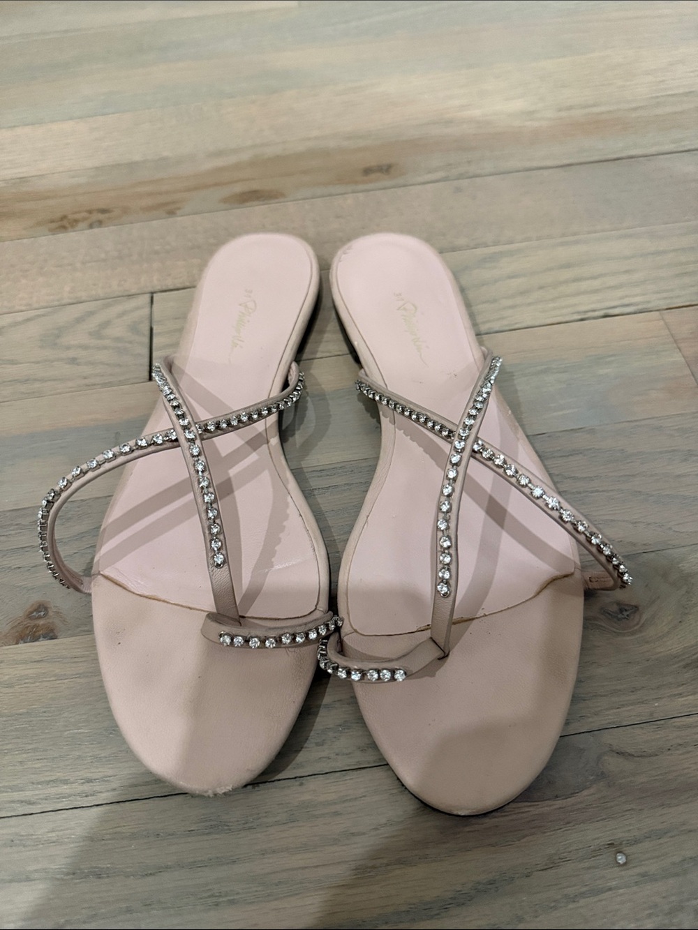 3.1 Phillip Lim Crystal-Strap Slip-On Sandals - Light Pink